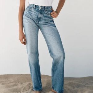 ZARA Z1975 High Rise Long Length Straight Cut Jeans Sz 4
